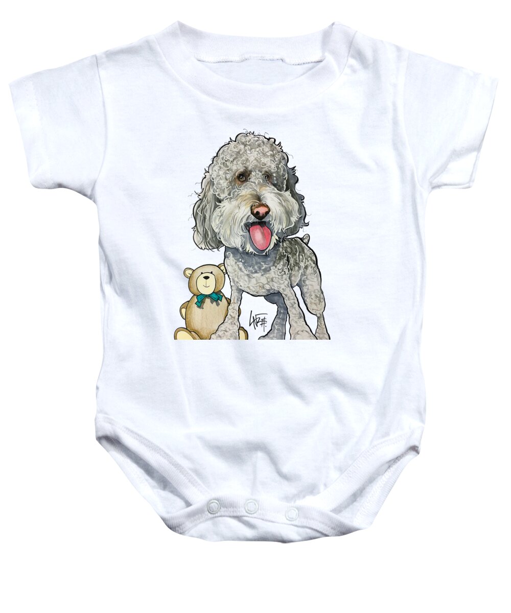 Pet Portrait Baby Onesie featuring the drawing Brunelle 3525 by Canine Caricatures By John LaFree