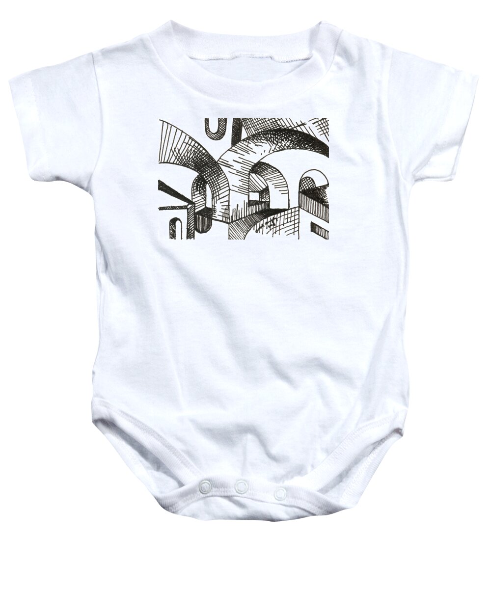 Building Baby Onesie featuring the drawing Buildings 1 2015 - ACEO by Joseph A Langley
