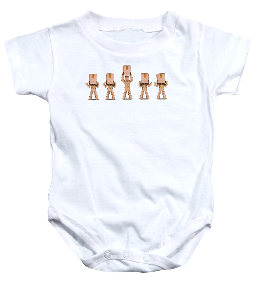 Thinking Baby Onesie featuring the photograph Business vision concept with boxmen characters by Simon Bratt