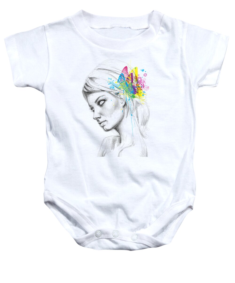 Butterfly Baby Onesie featuring the digital art Butterfly Queen by Olga Shvartsur