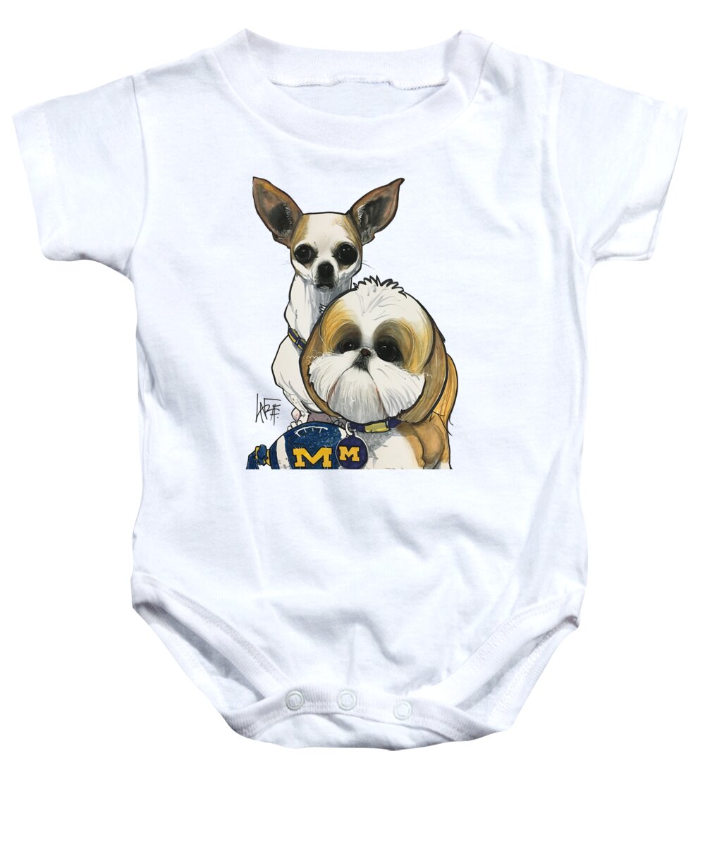 Pet Portrait Baby Onesie featuring the drawing Cairns 3401 by Canine Caricatures By John LaFree