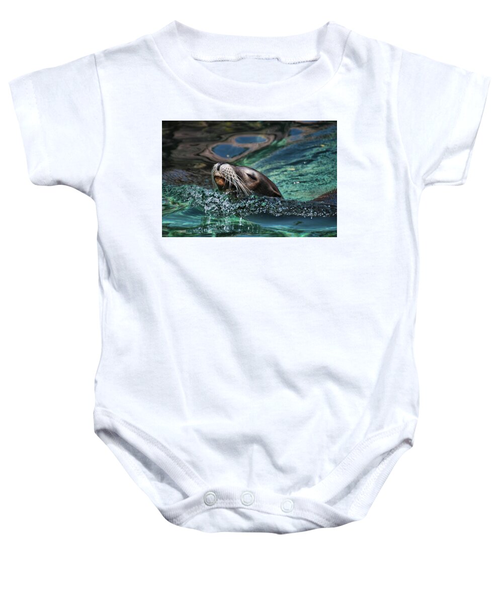 Seal Baby Onesie featuring the photograph California Dreaming by Allen Beatty