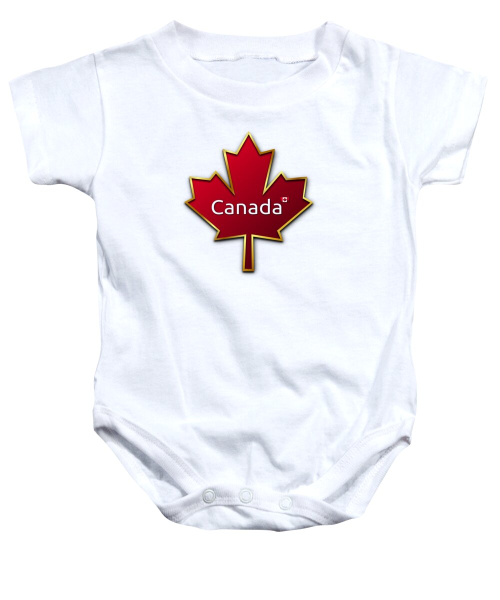 Canada Baby Onesie featuring the digital art Canada Red Leaf by Movie Poster Prints