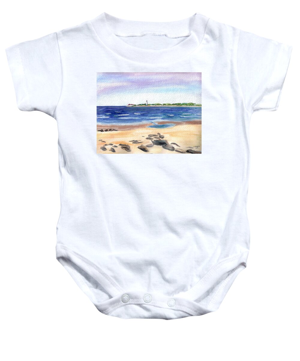 Cape May Baby Onesie featuring the painting Cape May Beach by Clara Sue Beym