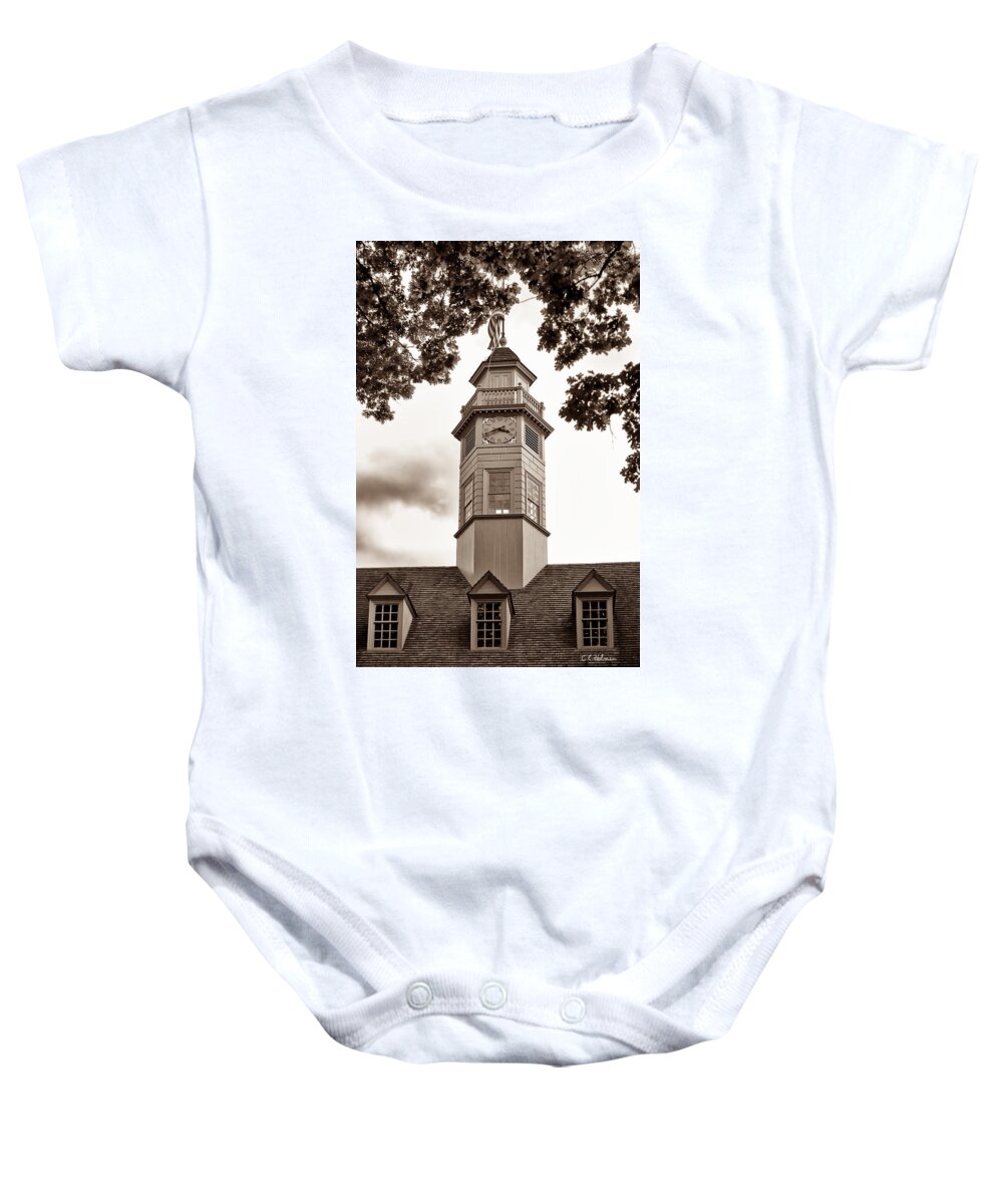 Capitol Baby Onesie featuring the photograph Capitol Time - Sepia by Christopher Holmes