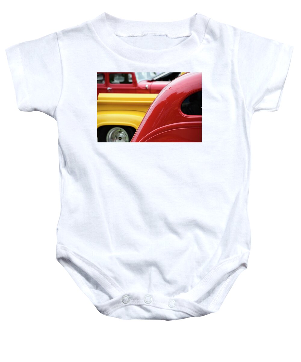 Auto Baby Onesie featuring the photograph Car Show Lines by Paul Freidlund
