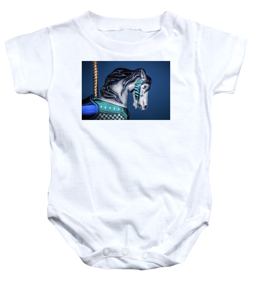 Carousel Baby Onesie featuring the photograph Carousel In Blue by Michael Arend