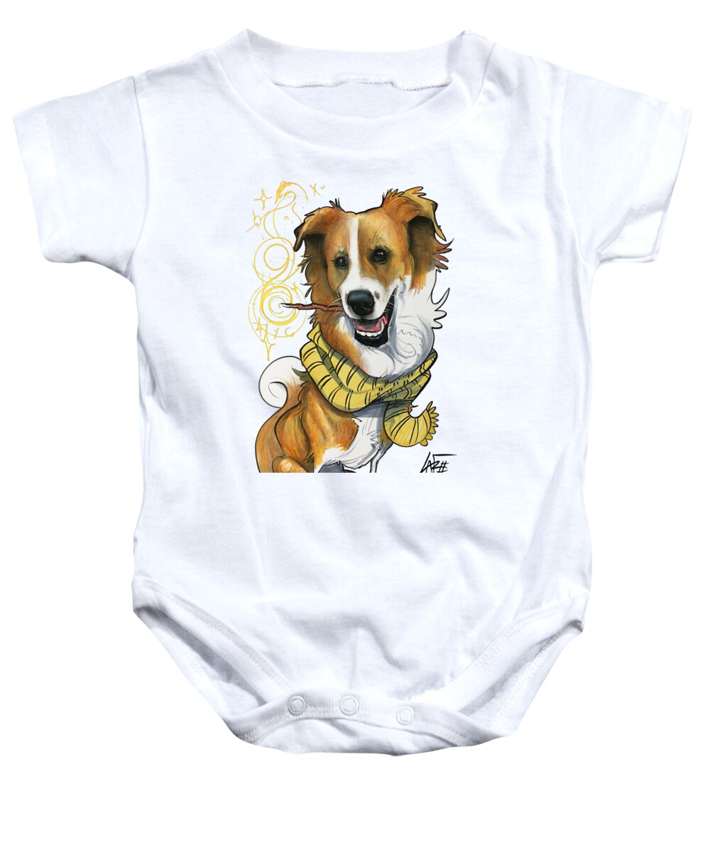 Pet Portrait Baby Onesie featuring the drawing Castro 3351 by Canine Caricatures By John LaFree