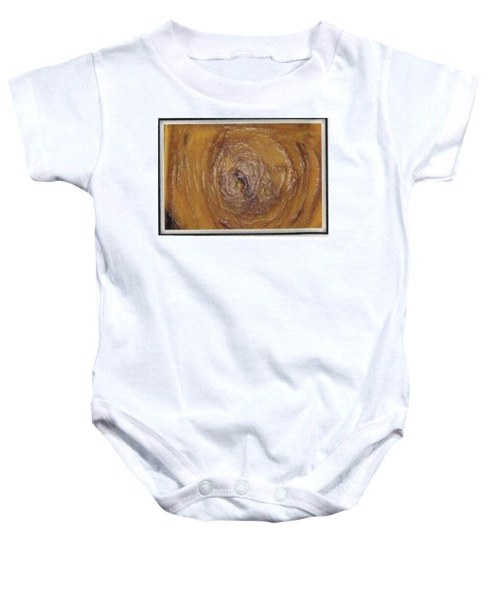 Cat Baby Onesie featuring the painting Cat In A Circle by Barbara ann Cohen
