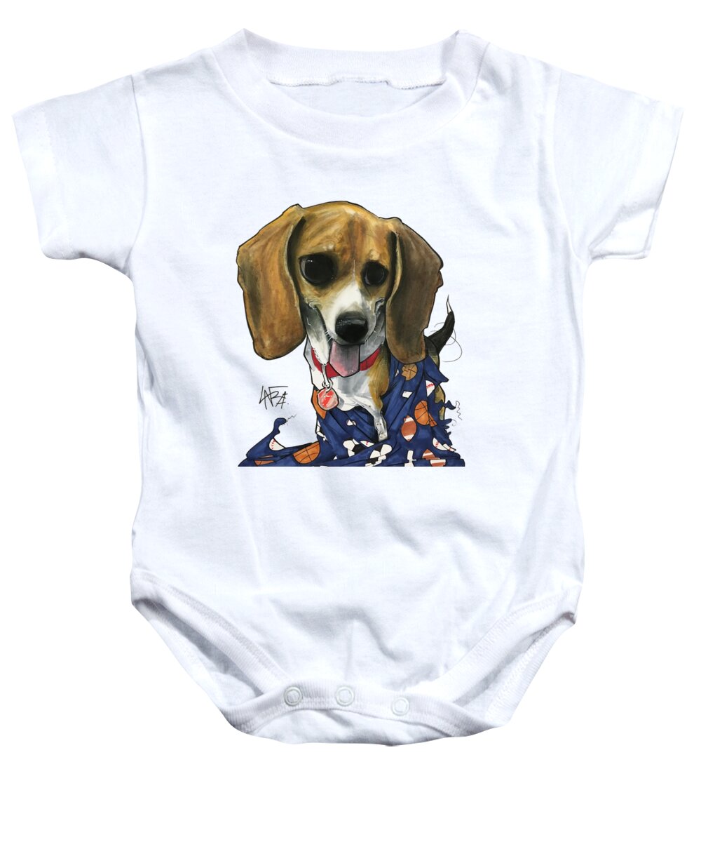Pet Portrait Baby Onesie featuring the drawing Catha 3239 by Canine Caricatures By John LaFree