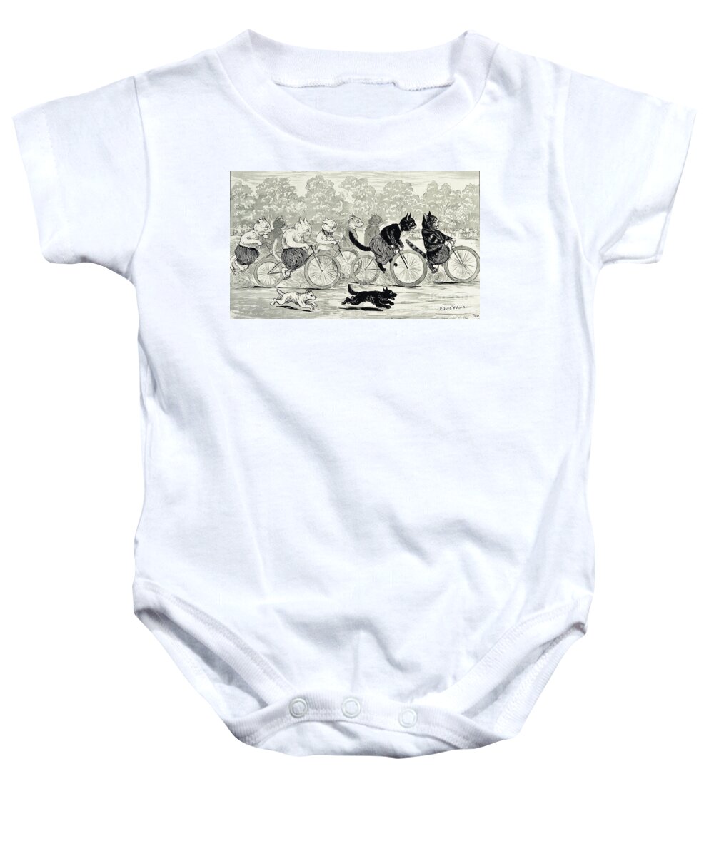 History Baby Onesie featuring the photograph Cats In A Bicycle Race, Hyde Park, 1896 by Wellcome Images