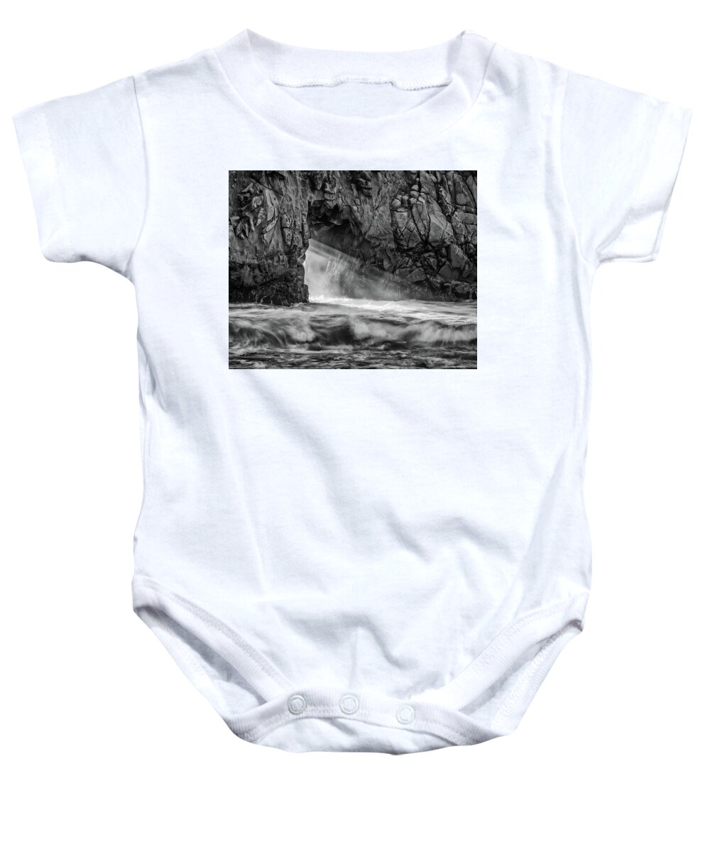 Chaos Baby Onesie featuring the photograph Chaos - B W by George Buxbaum