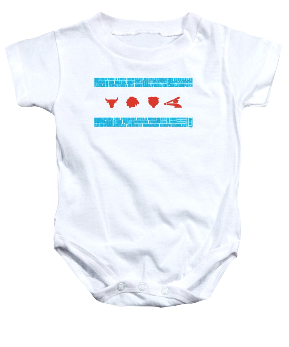 Chicago Baby Onesie featuring the digital art Chicago Flag Sports Teams V2 by Mike Maher