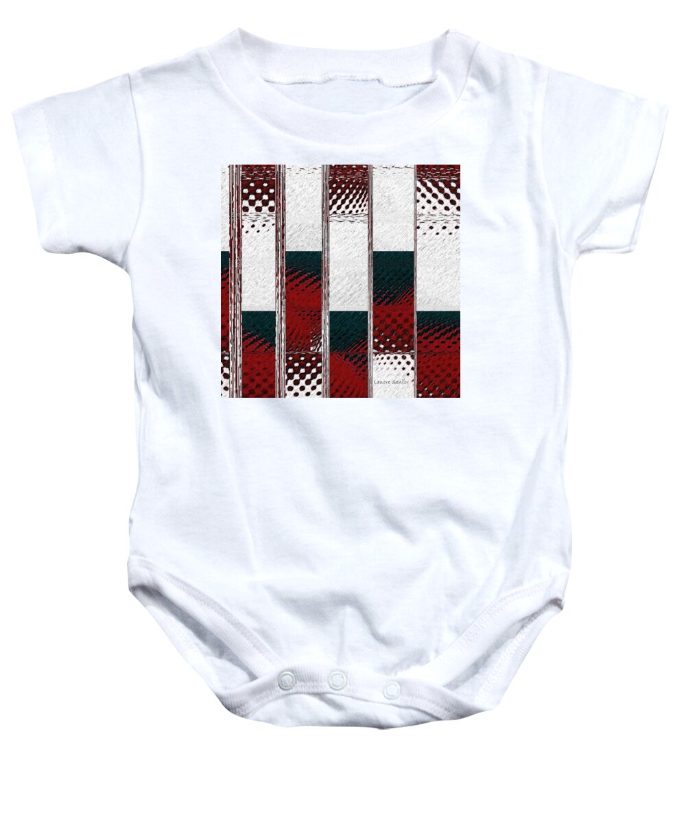Abstract Baby Onesie featuring the mixed media Christmas Snow Crystal by Lenore Senior