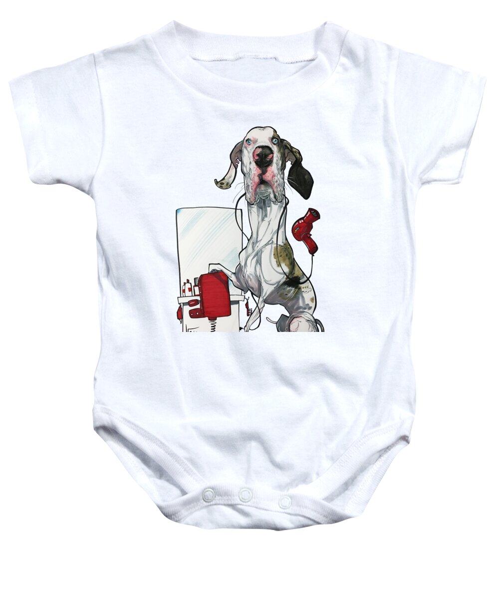 Pet Portrait Baby Onesie featuring the drawing Ciastko 3329 by Canine Caricatures By John LaFree