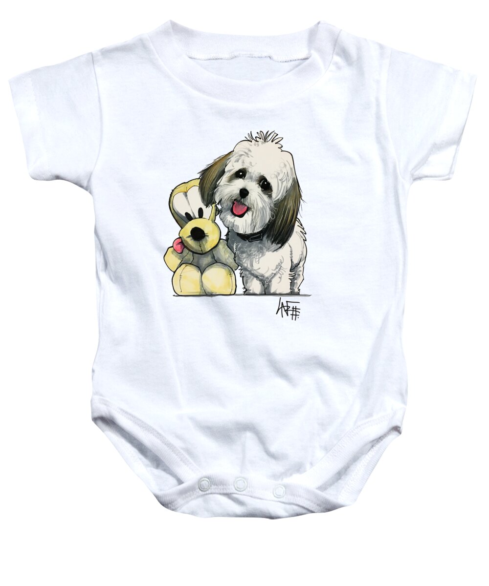 Pet Portrait Baby Onesie featuring the drawing Cieplenski 3083 by Canine Caricatures By John LaFree