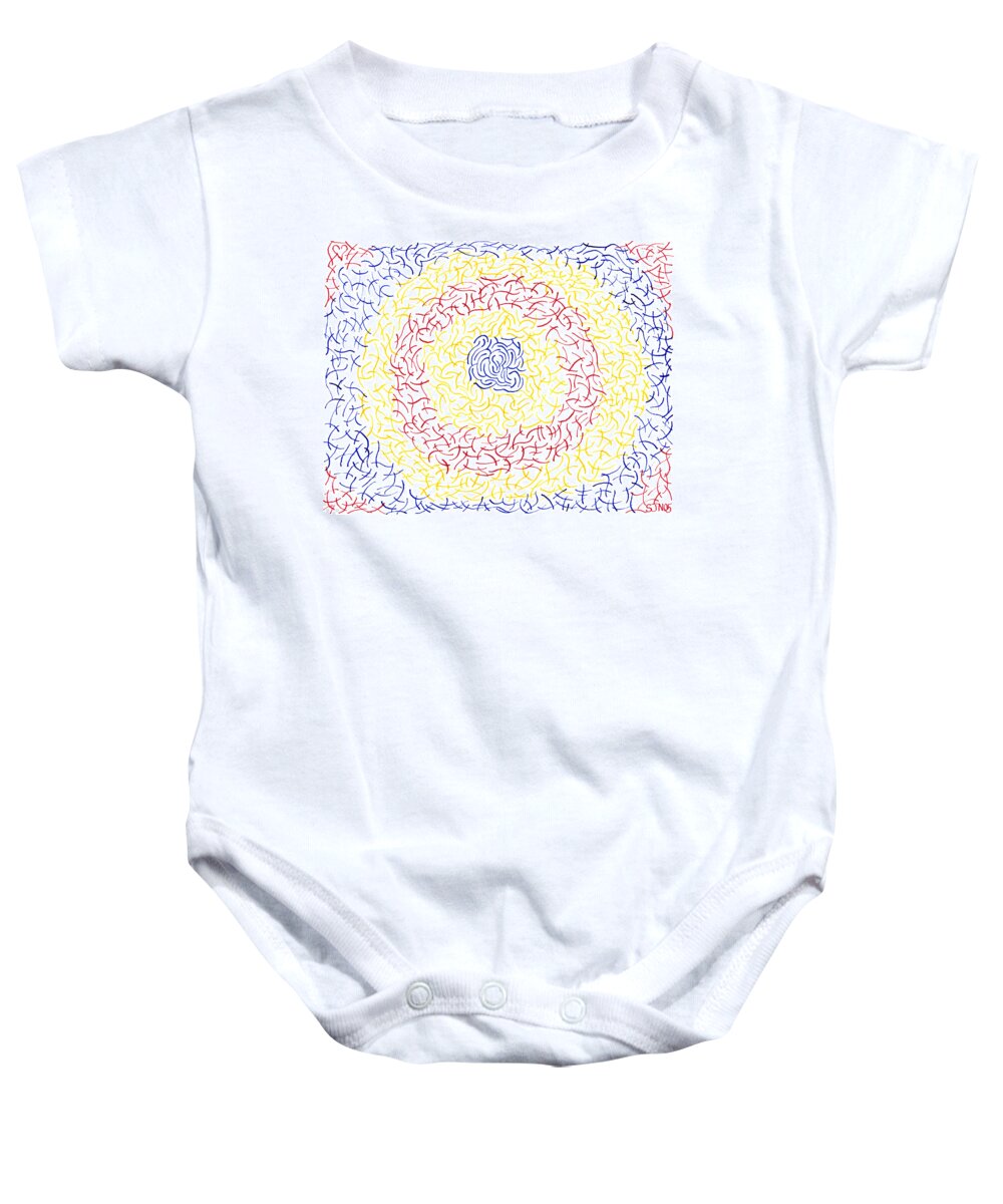 Mazes Baby Onesie featuring the drawing Circles by Steven Natanson