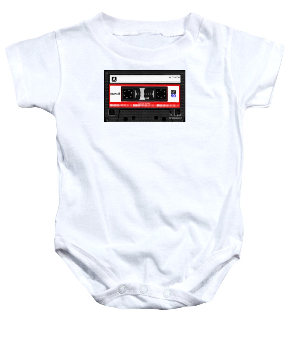 Music Baby Onesie featuring the painting Classic Music Cassette Tape Painting by Edward Fielding