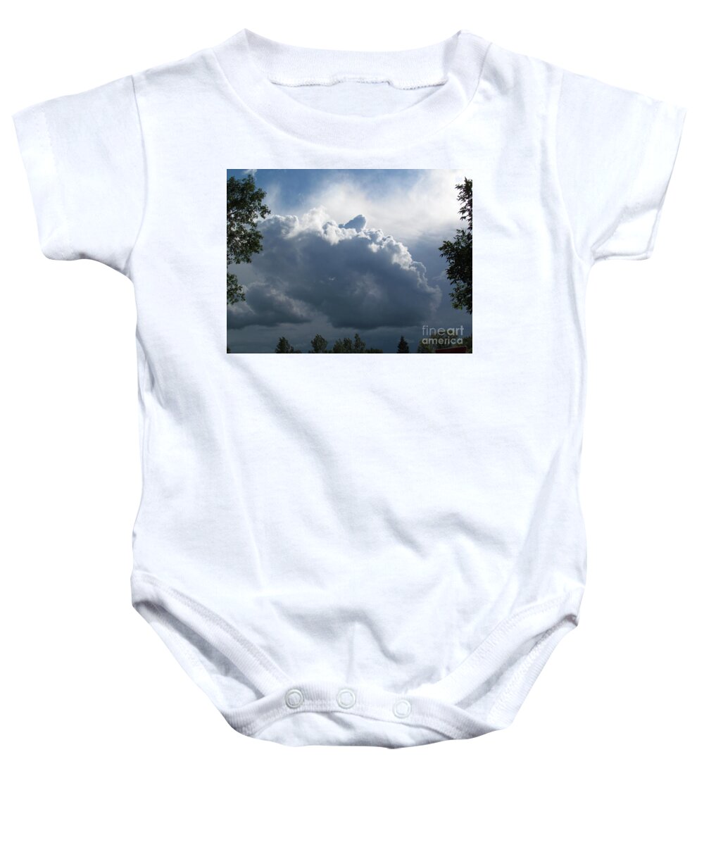 Photography Baby Onesie featuring the photograph Cloud Face by Delynn Addams