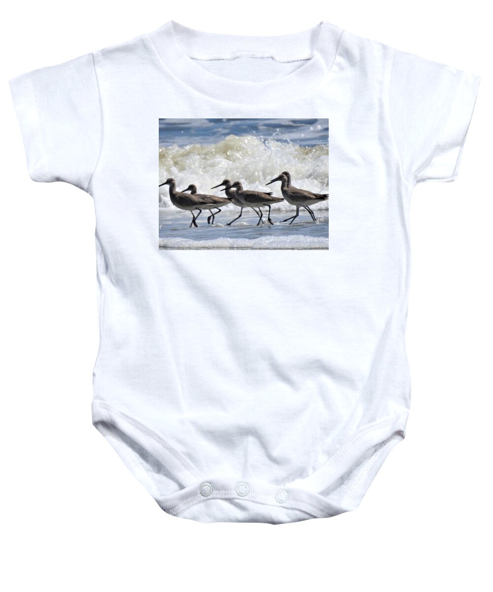 Coastal Baby Onesie featuring the photograph Coastal Togetherness by Jan Gelders