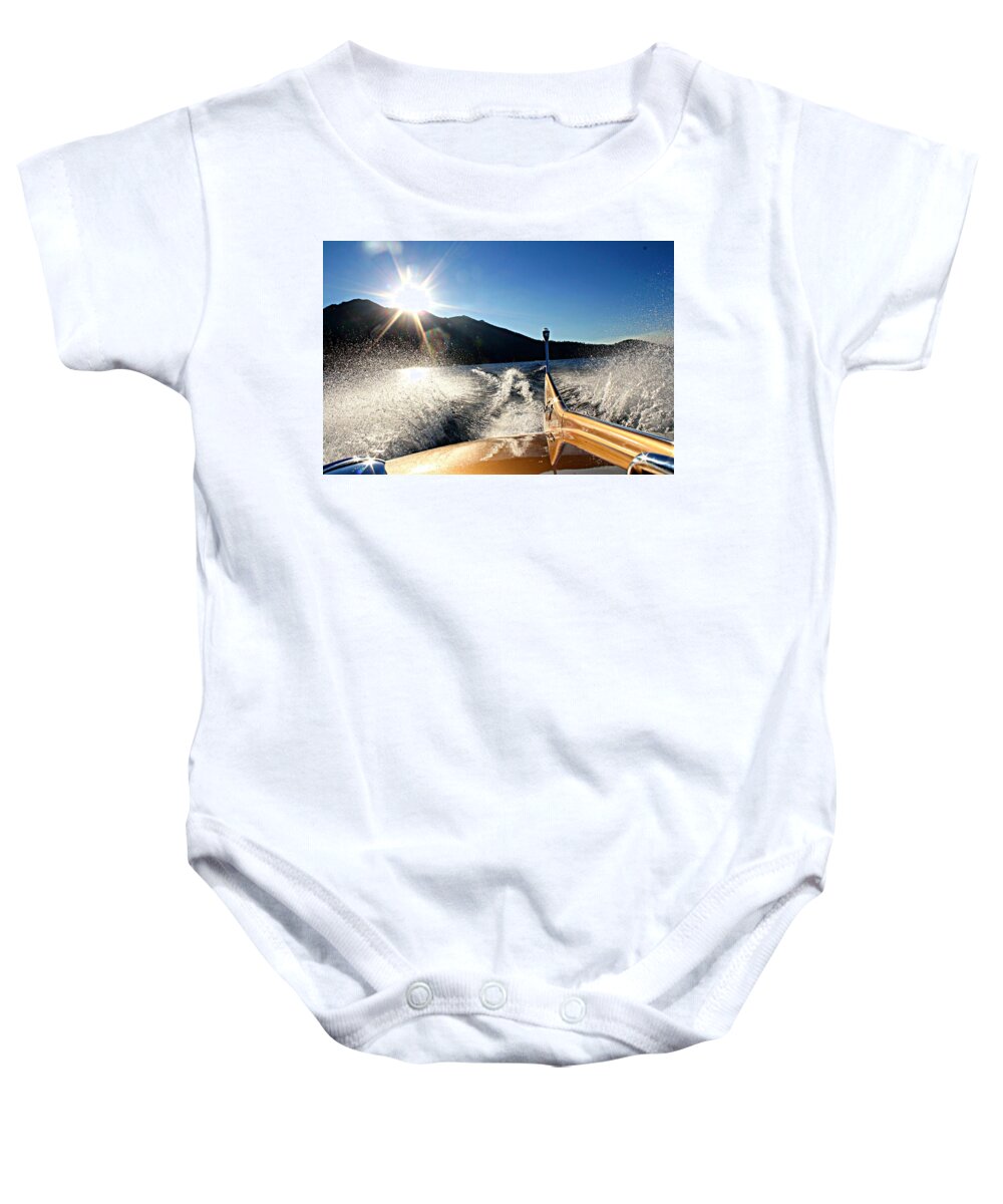 Chris-craft Baby Onesie featuring the photograph Cobra Tail by Steve Natale
