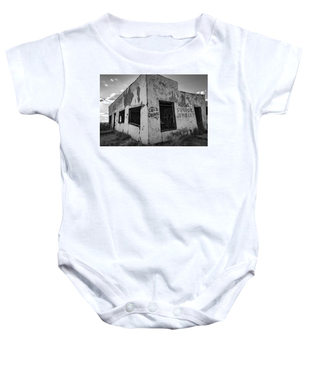 Route 66 Baby Onesie featuring the photograph Cold Drinks, Rugs, Curios, Jewelry by Rick Pisio