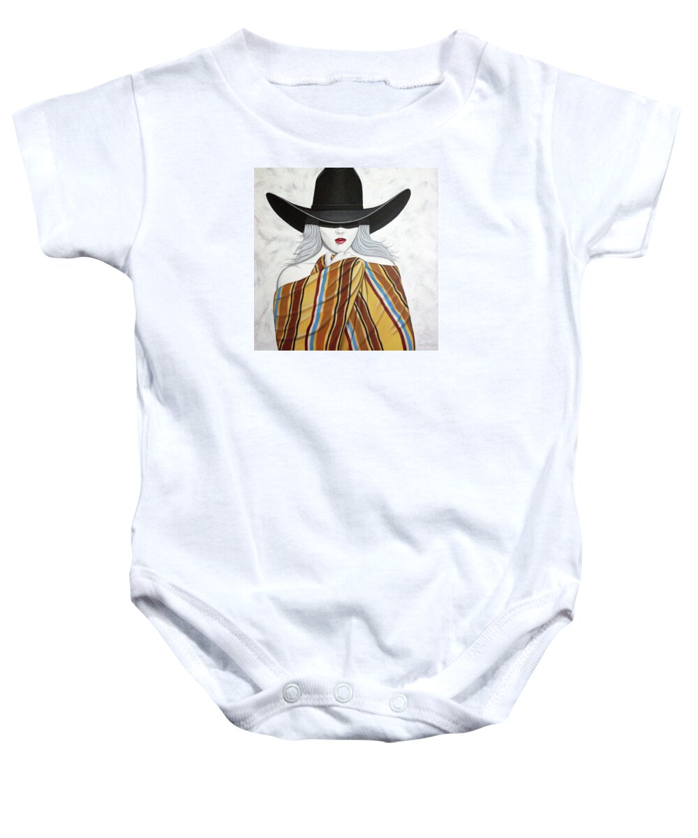 Cowgirl Baby Onesie featuring the painting Cold Hottie by Lance Headlee