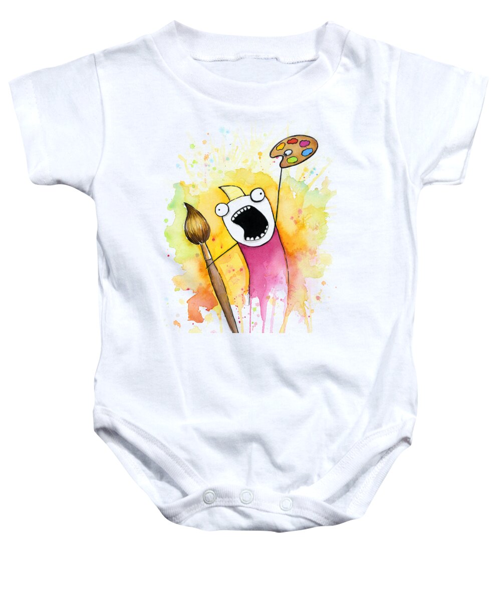 All The Things Baby Onesie featuring the painting Color ALL the Water by Olga Shvartsur