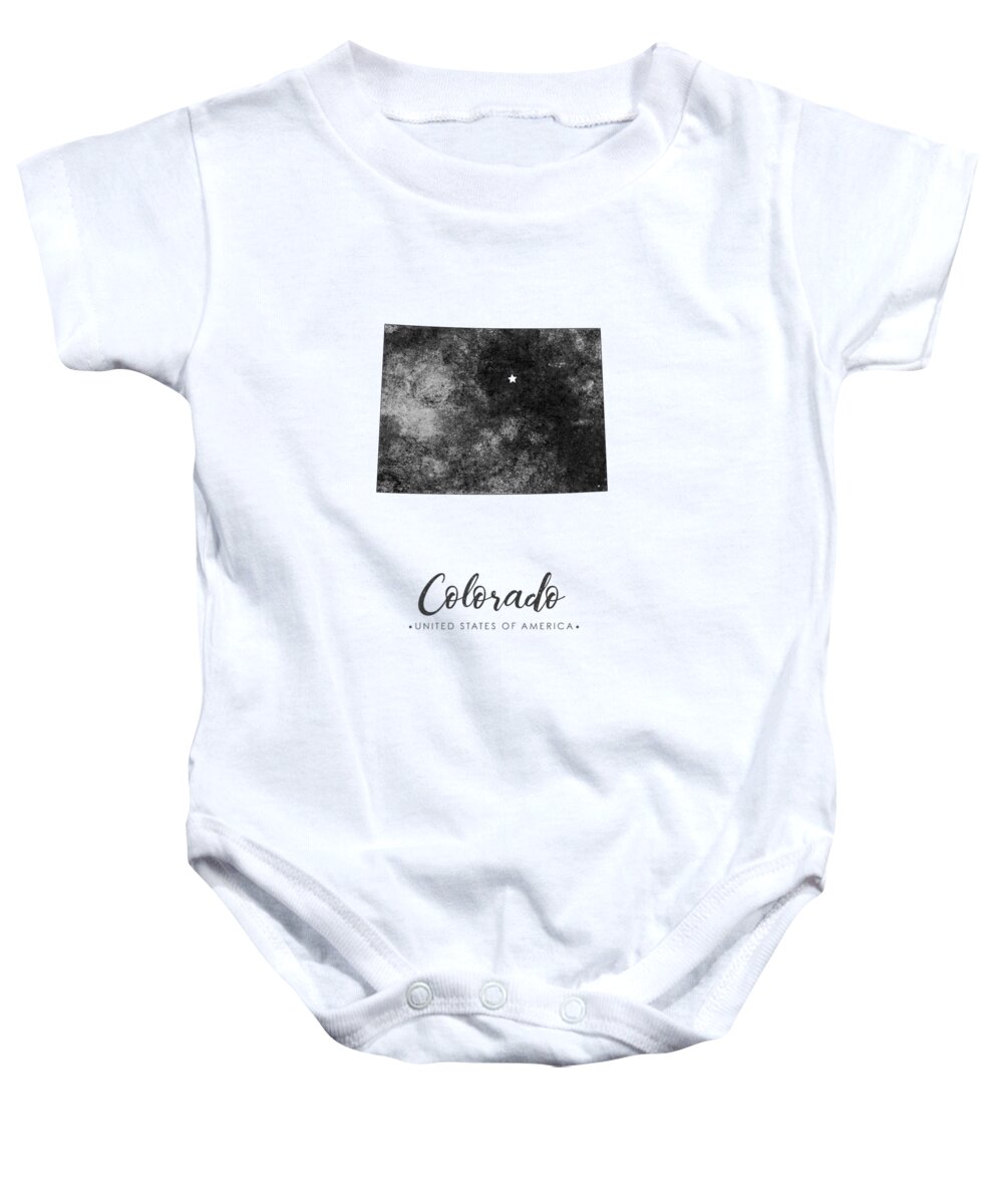 Colorado Baby Onesie featuring the mixed media Colorado State Map Art - Grunge Silhouette by Studio Grafiikka