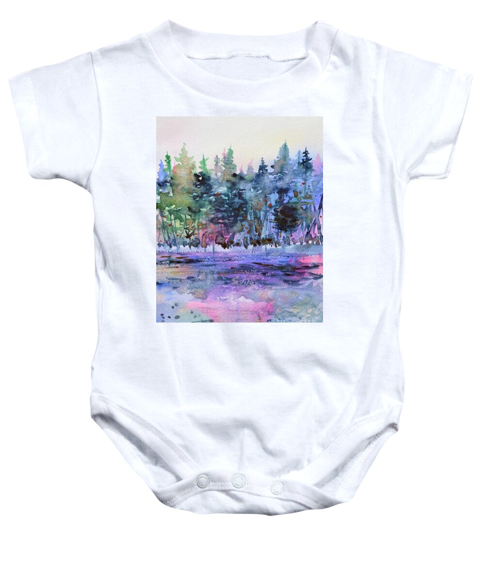 Forest Baby Onesie featuring the painting Colors of the Forest by Zaira Dzhaubaeva