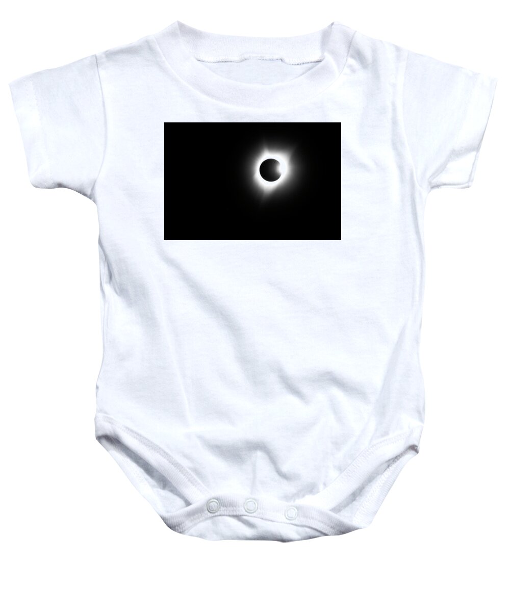 Total Solar Eclipse Baby Onesie featuring the photograph Coming Out of Darkness by JustJeffAz Photography