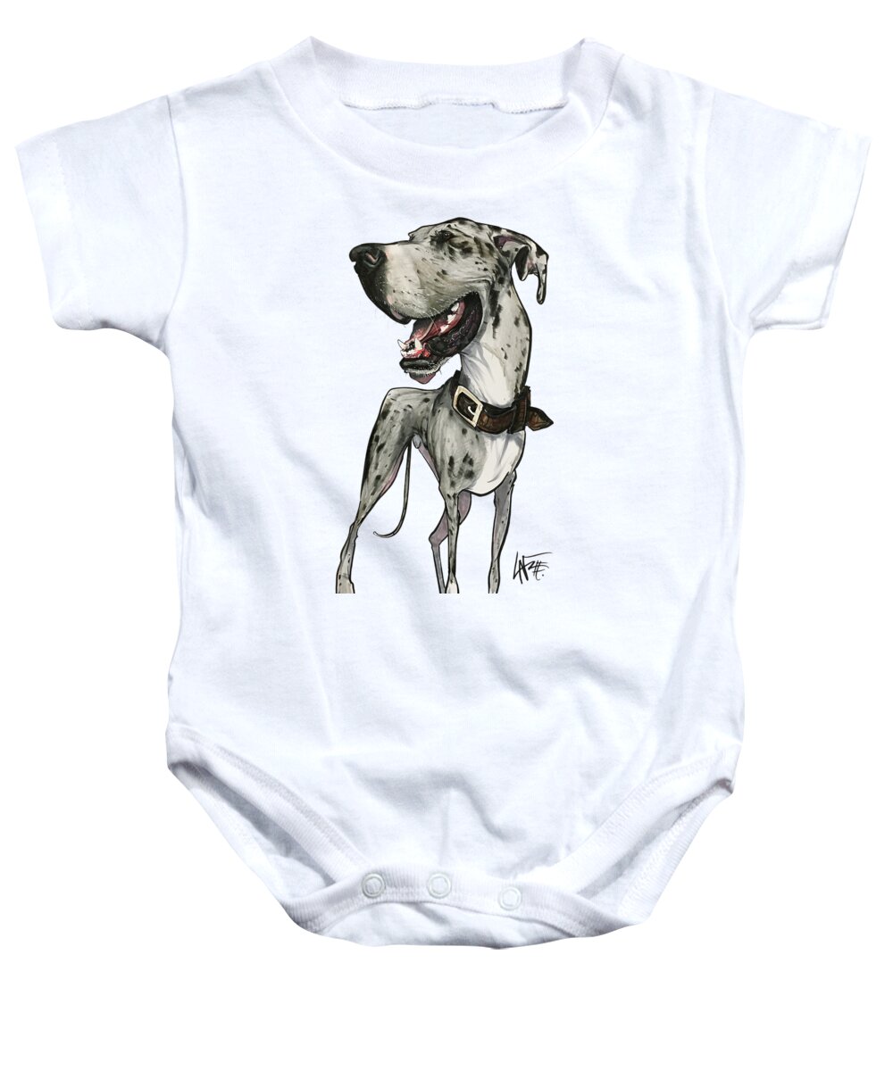 Great Dane Baby Onesie featuring the drawing Cooper 3636 by Canine Caricatures By John LaFree