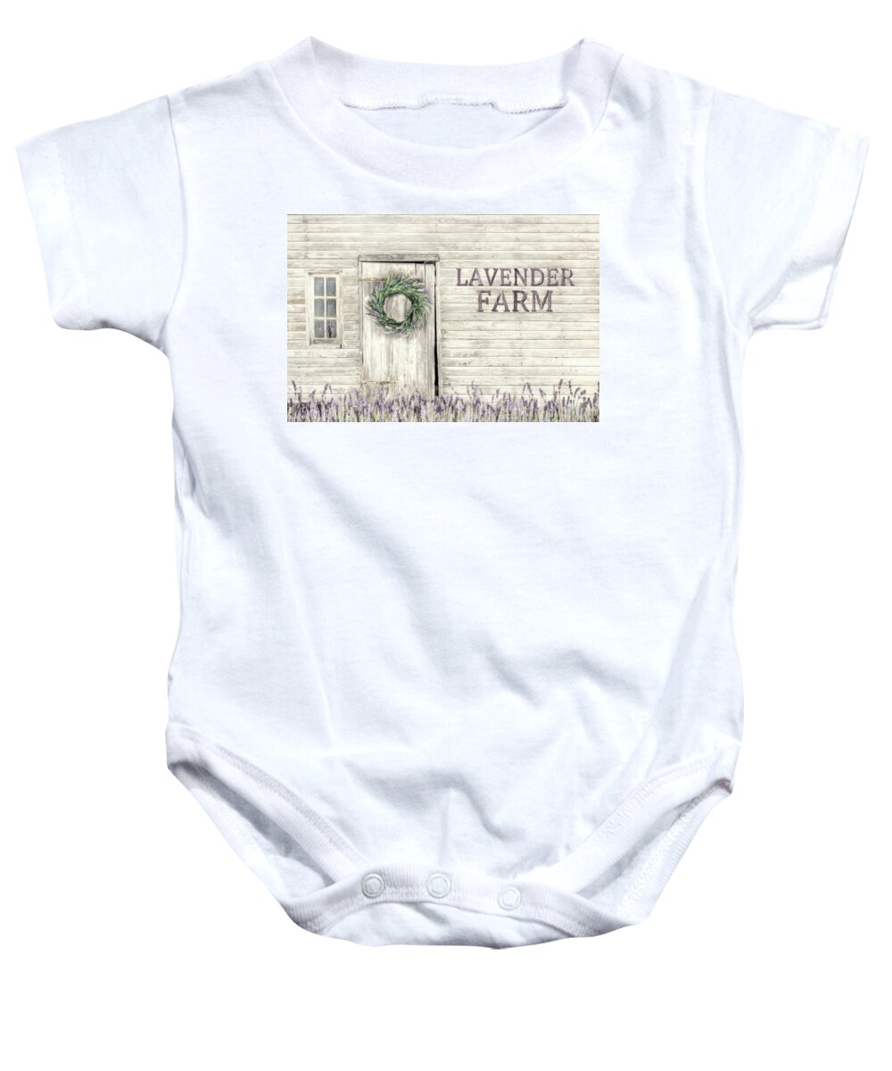 Lavender Baby Onesie featuring the photograph Country Lavender Farm by Lori Deiter