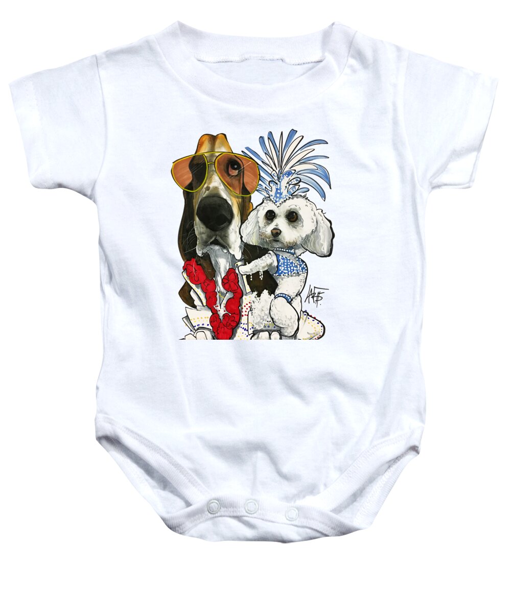 Pet Portraits Baby Onesie featuring the drawing Cramer 3015 by Canine Caricatures By John LaFree