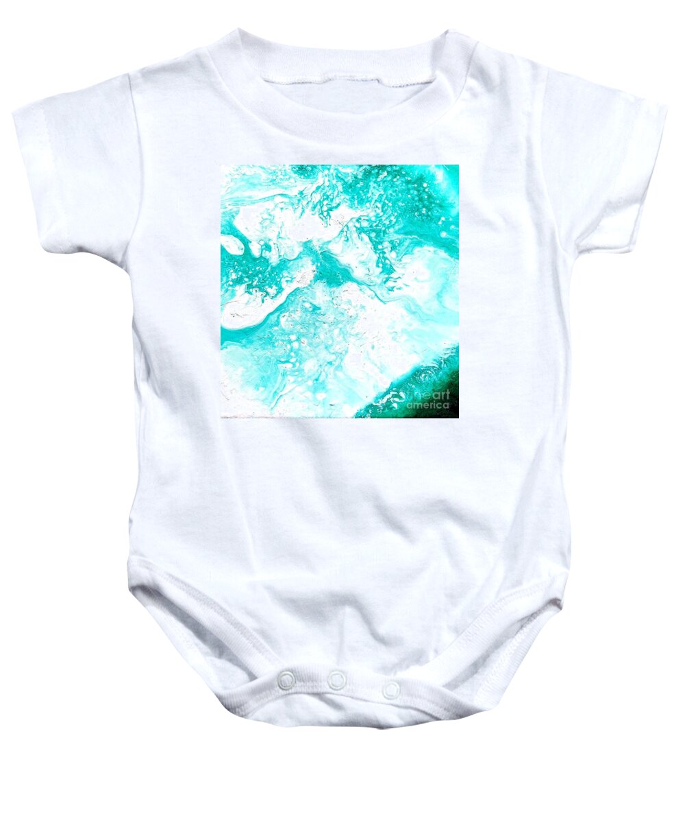 Wave Baby Onesie featuring the painting Crystal wave3 by Kumiko Mayer