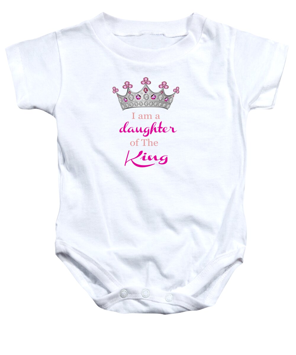 Crown Baby Onesie featuring the mixed media Daughter of The King by Beverly Guilliams