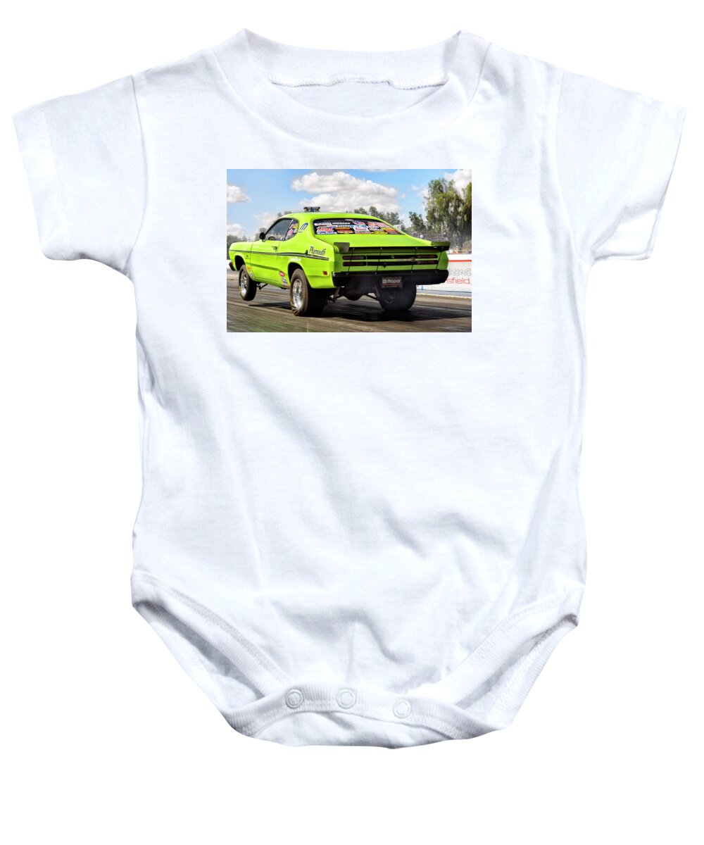 Race Baby Onesie featuring the photograph David D by John Swartz