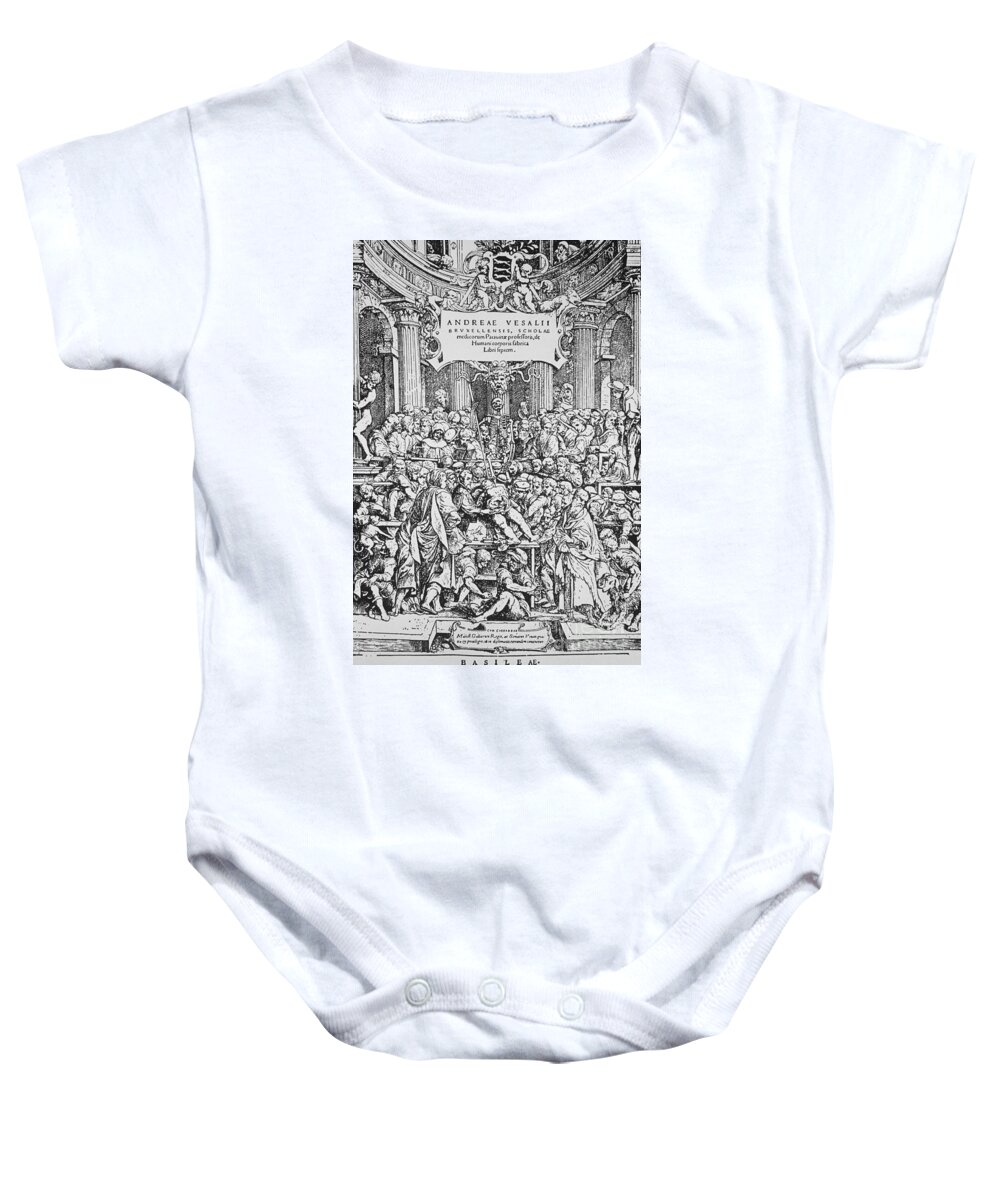 History Baby Onesie featuring the photograph De Humani Corporis Fabrica, Vesalius by Science Source