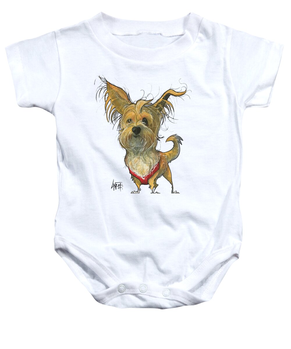 Pet Portrait Baby Onesie featuring the drawing Deckard 3099 by Canine Caricatures By John LaFree