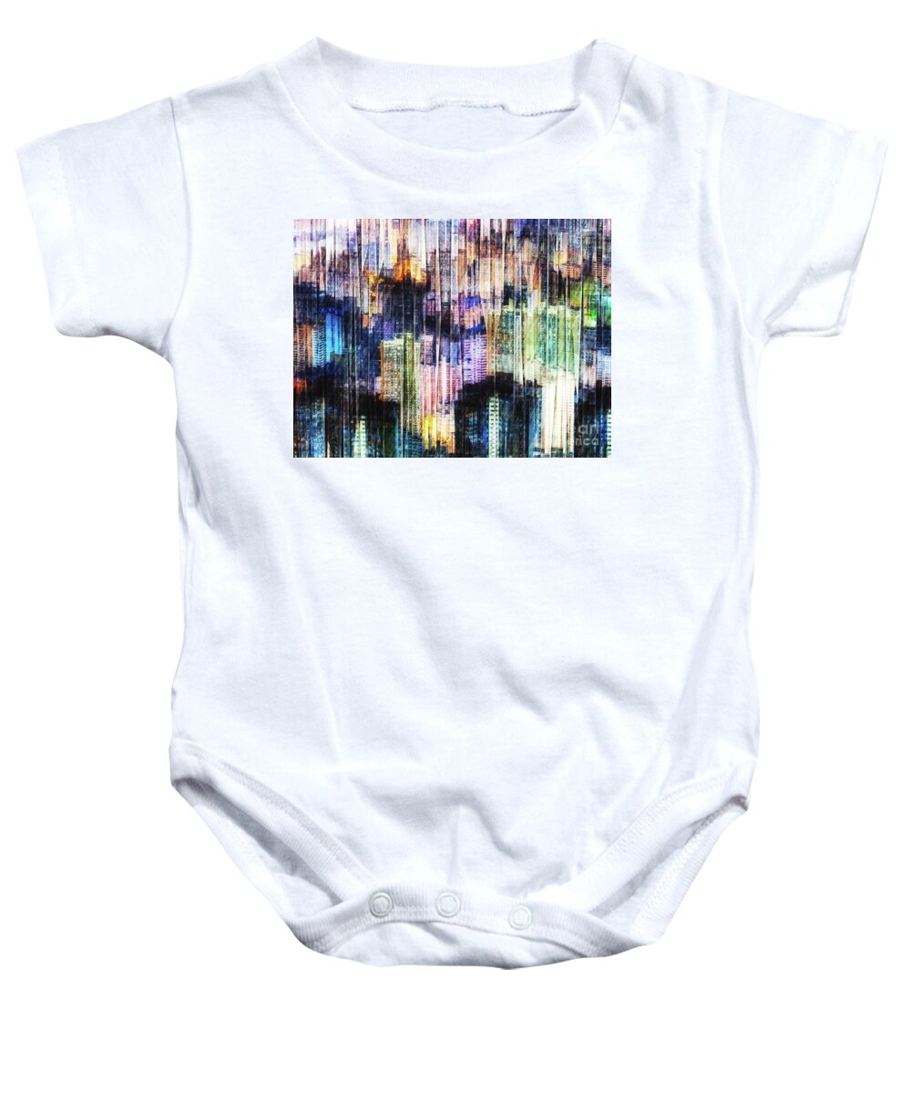 Photography Baby Onesie featuring the digital art Dense Urban Structures by Phil Perkins
