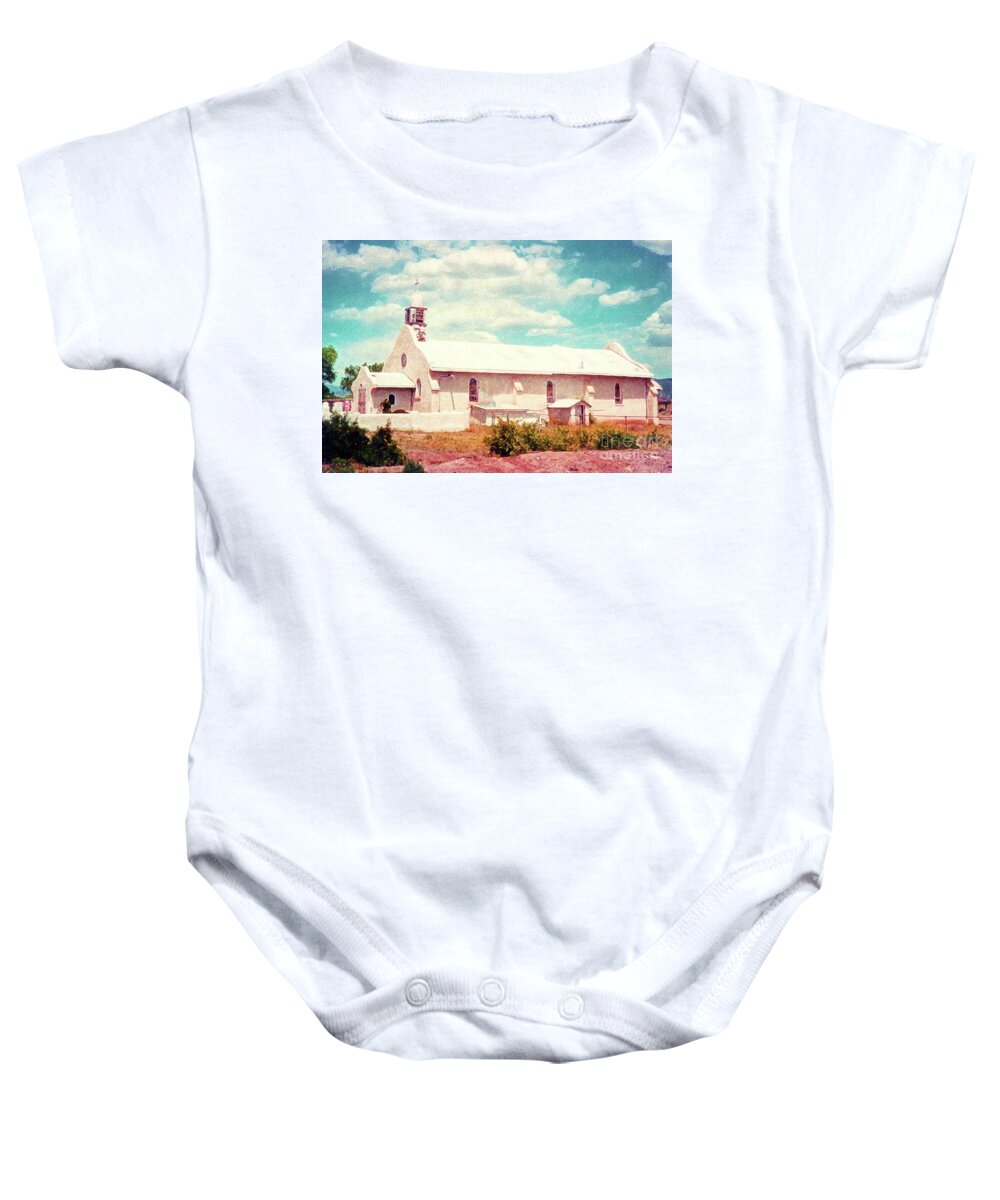 Chapel Baby Onesie featuring the photograph Desert Chapel by Desiree Paquette