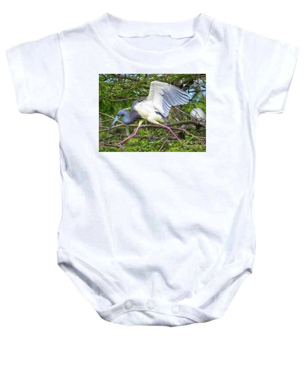 Herons Baby Onesie featuring the photograph Determination by DB Hayes