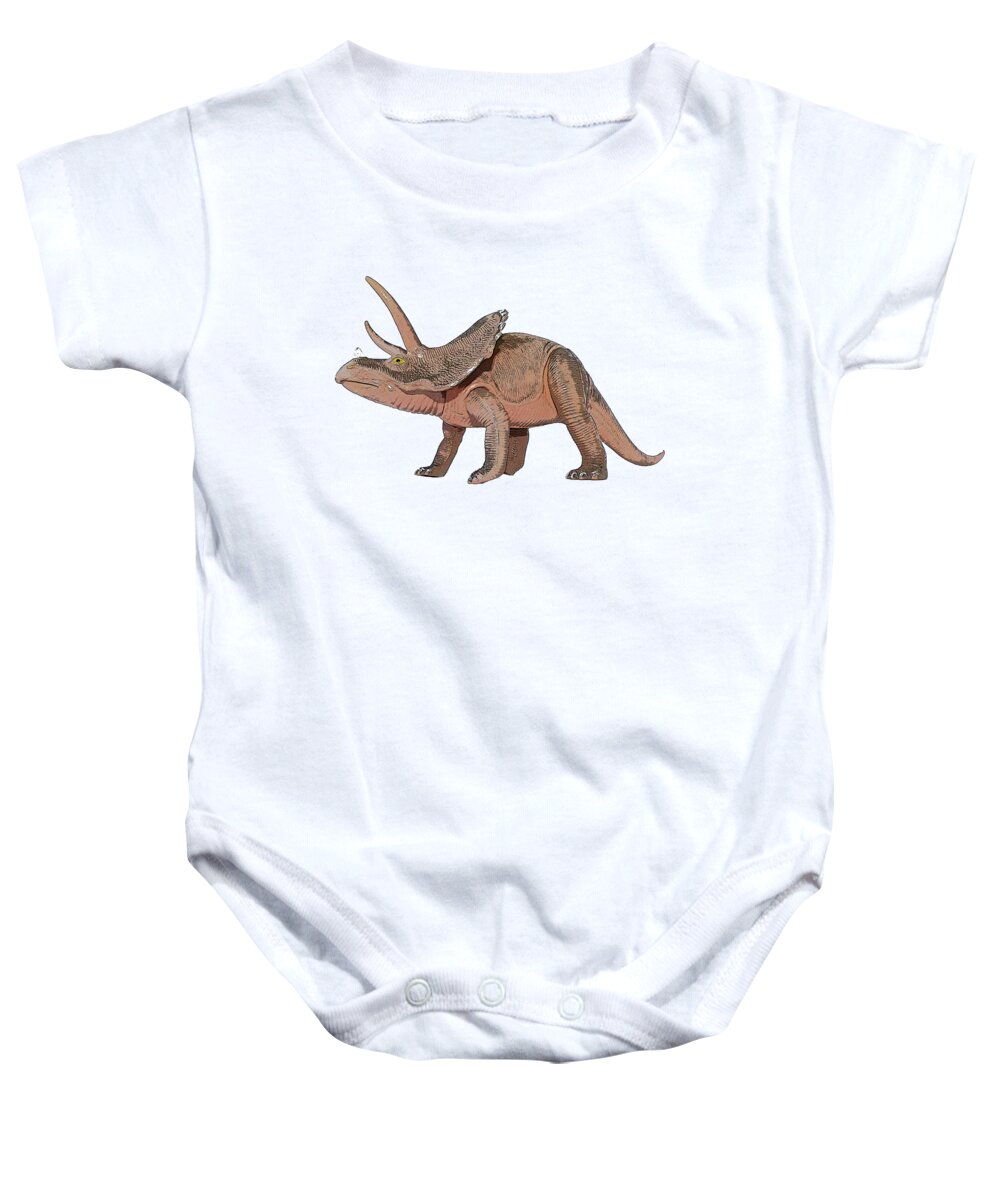 Triceraptos Baby Onesie featuring the digital art Dino Triceraptos by Miroslav Nemecek