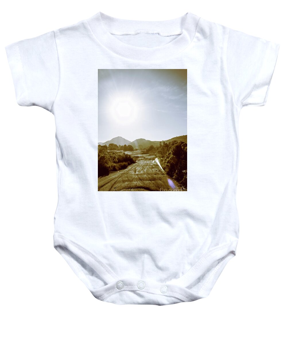 Rural Baby Onesie featuring the photograph Dirt roads of outback Tasmania by Jorgo Photography