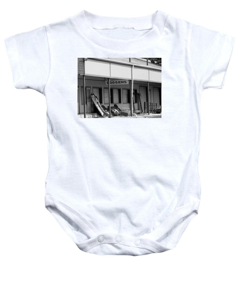 Woodys World Arcade And Amusement Park Baby Onesie featuring the photograph Dodgems Woodys World Geneva on the Lake by Valerie Collins