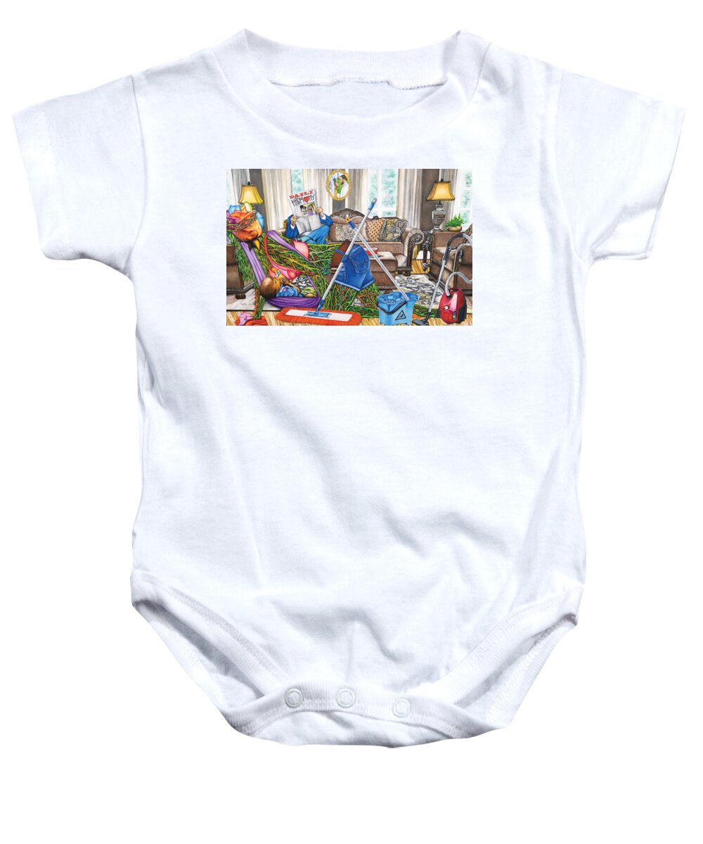 Domestic Abuse Baby Onesie featuring the painting Domestic Abuse by O Yemi Tubi