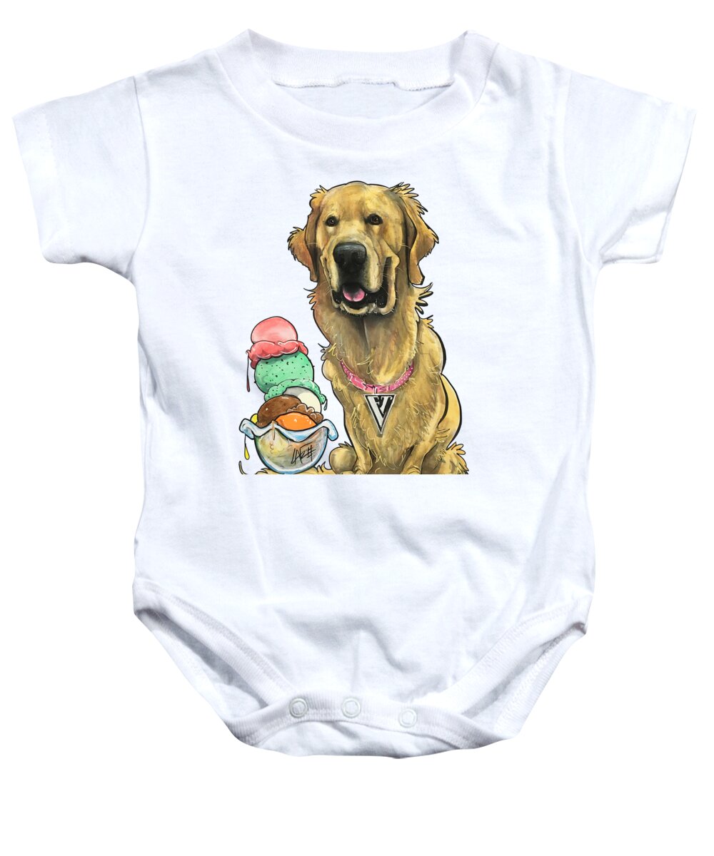 Dominguez Baby Onesie featuring the drawing Dominguez 3778 by Canine Caricatures By John LaFree