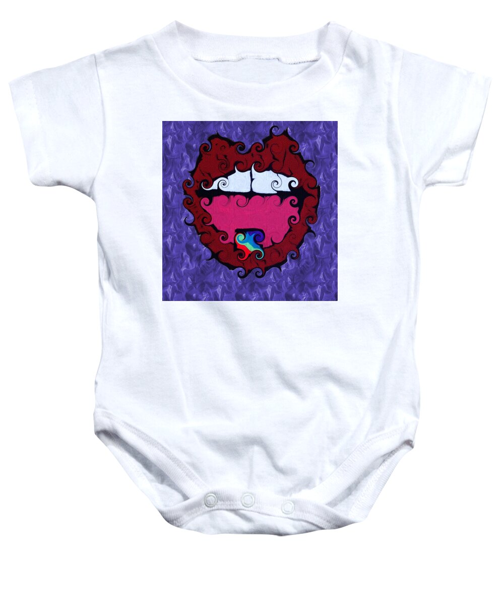 Lips Baby Onesie featuring the photograph Don't Trip by Annie Walczyk