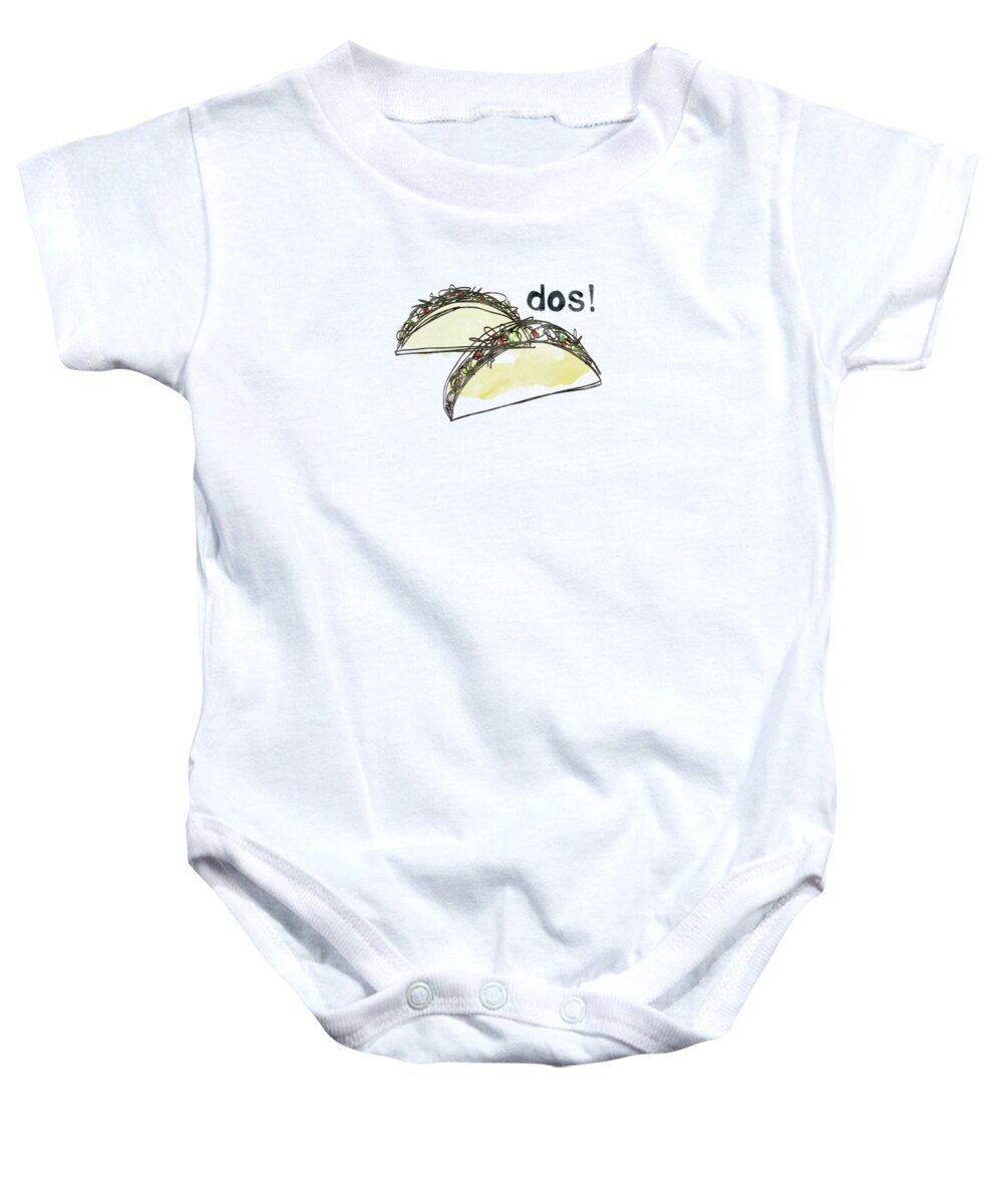Tacos Baby Onesie featuring the painting Dos Tacos- Art by Linda Woods by Linda Woods