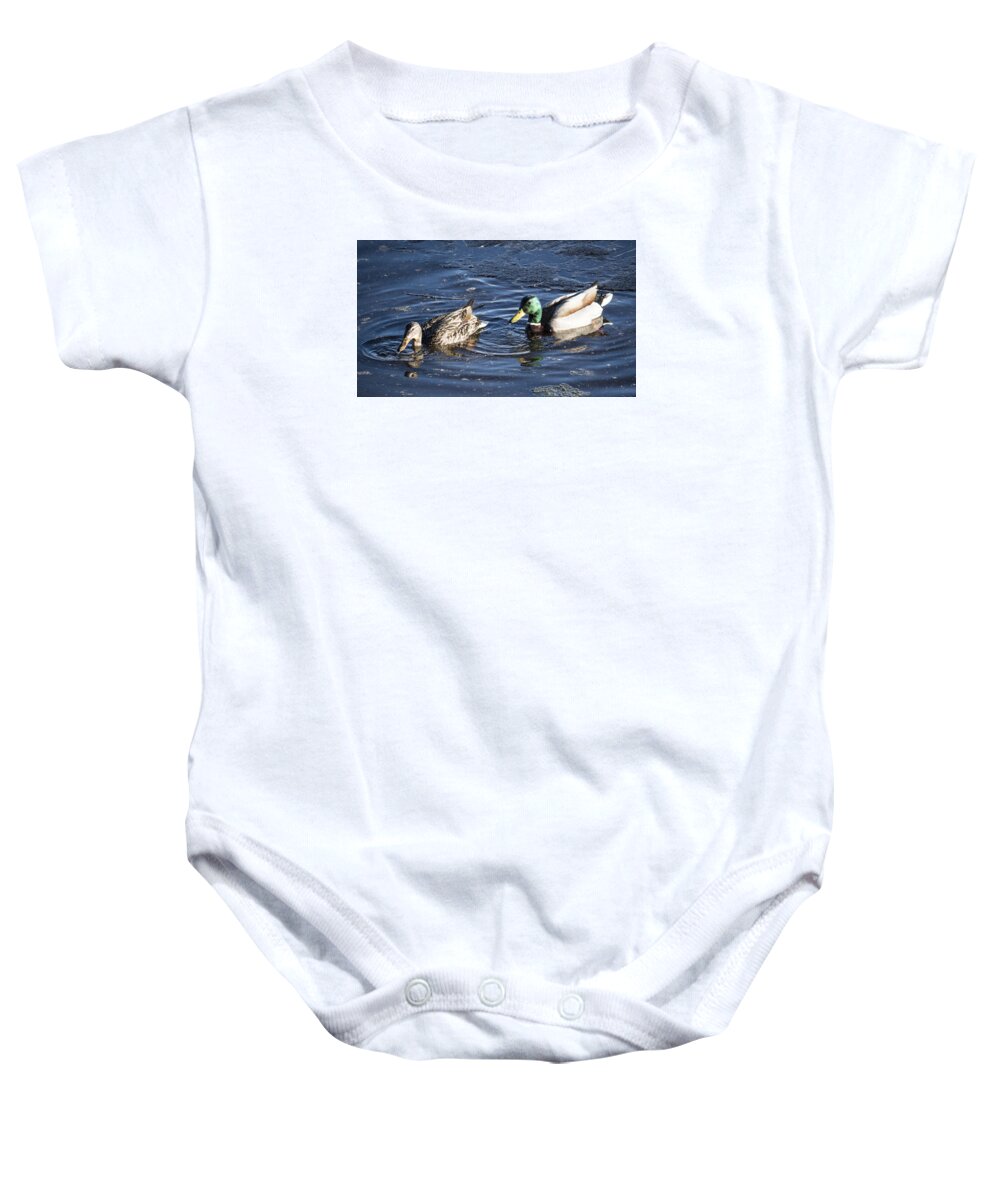 Alaska Baby Onesie featuring the photograph Double Dabblers by Ian Johnson
